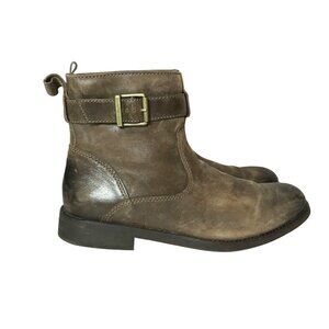 Clarks Mens Chelsea Ankle Brown Distressed Leather Boots Size 9.5M